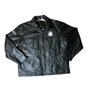 Burk's Bay Men’s Black Authentic Leather Jacket Size Large Lining: Nylon